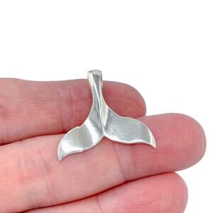 Estate Sterling Silver 925 Whale Tail Nautical Pendant